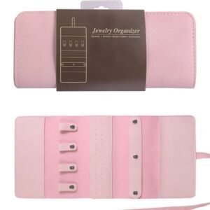 Solutions Faux Leather Roll-Up Jewelry Organizer- Pink